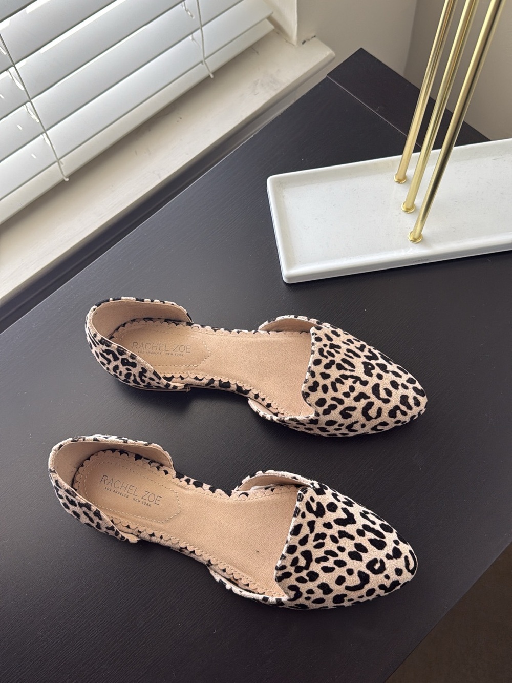 Rachel Zoe Leopard Print D'Orsay Flats - Beige and Black